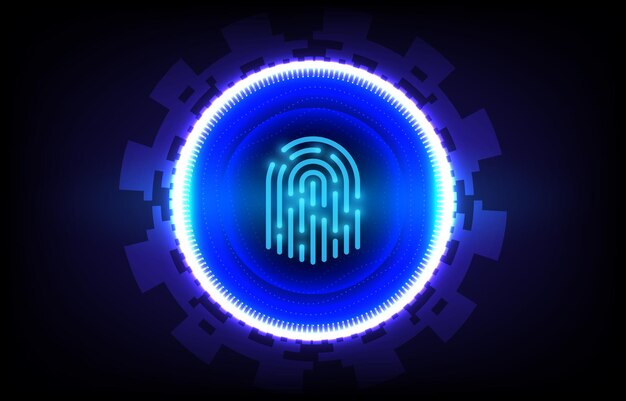 Teknologisikkerhed med fingerscanning. Vektor abstrakt sikkerhedssystem koncept med fingeraftryk.