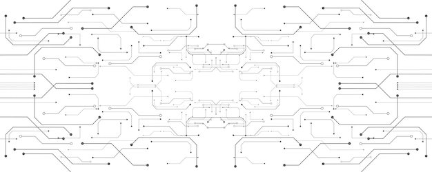 Teknologisk baggrund, kreativt hitech geometrisk mønster, grå og hvid helhedskomposition