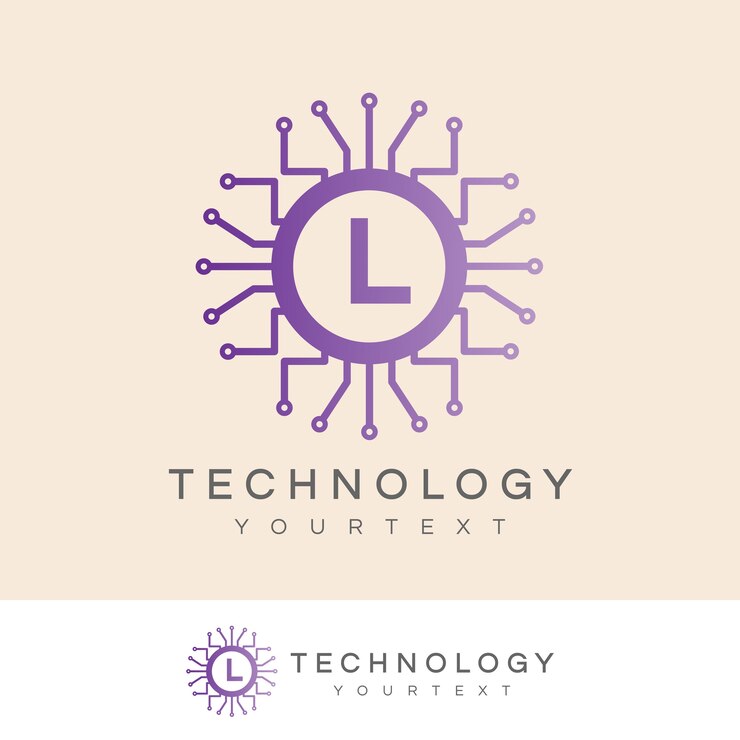 Vektör teknoloji başlangıç harfi l logo tasarımı