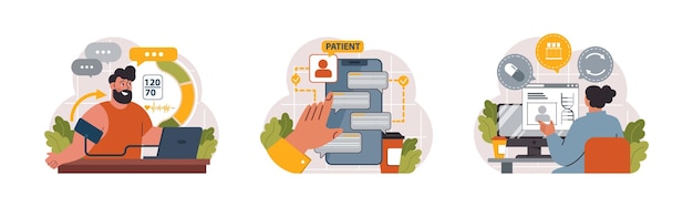 Telemedicine set online consultation with a doctor remote medical treatment by videocalling on a