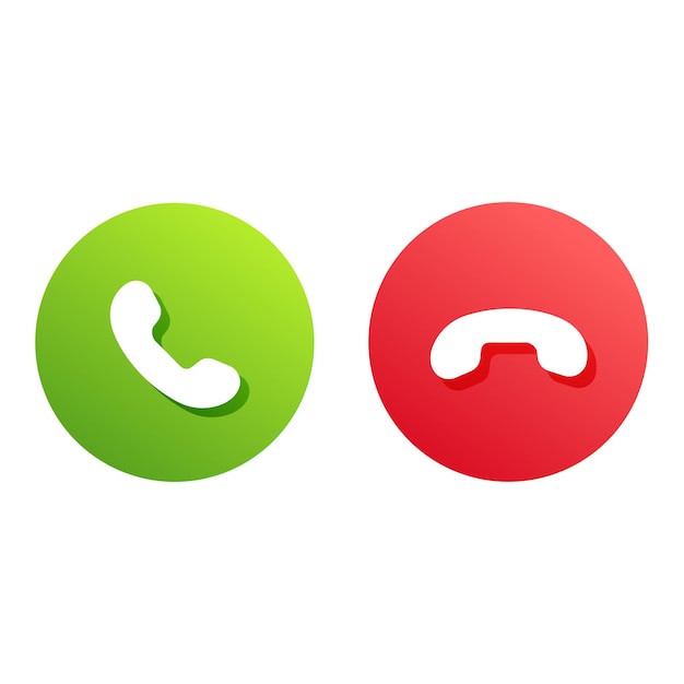 Telephone buttons icons accept and hang up call