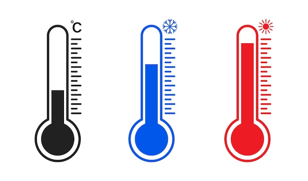 Temperature Symbol Set Thermometer icon Weather icons isolated Measuring tool 10 epsxD