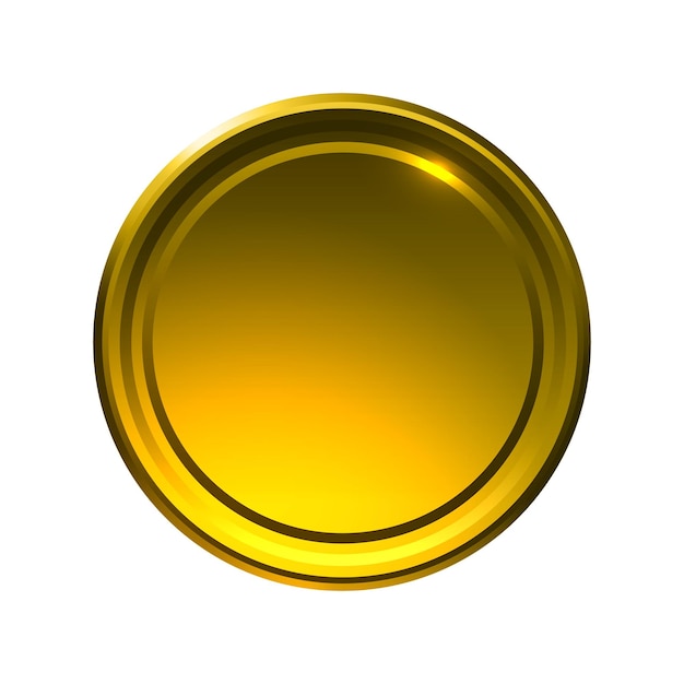 template of round metal coin or button with golden texture isolated on white gold medal and trophy