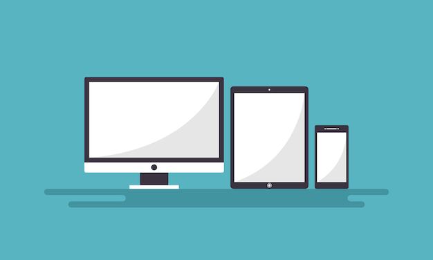 Template Set of All Screen Device Preview With White Screen for Website Preview