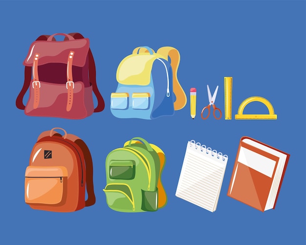 Ten school supplies icons