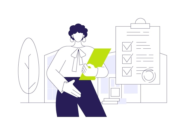 Tenant and landlord representation abstract concept vector illustration woman working as tenant and