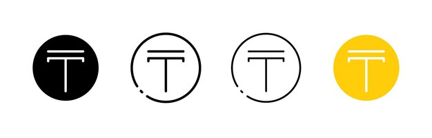 tenge coin in circle icons different styles set of tenge icons in a circle vector icons