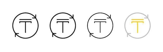 tenge icons and arrows in a circle different styles set of tenge coins icons arrows in a circle vector icons