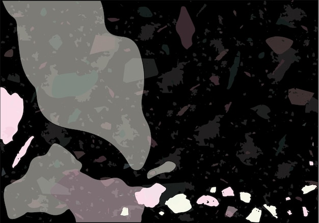 Terrazzo modern abstract template. Black and beige texture of classic italian flooring. Venetian terrazzo trendy vector backdrop Background made of stones, granite, quartz, marble, concrete.
