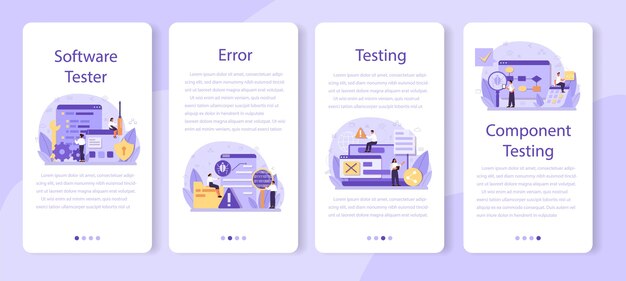 Testing software mobile application banner set