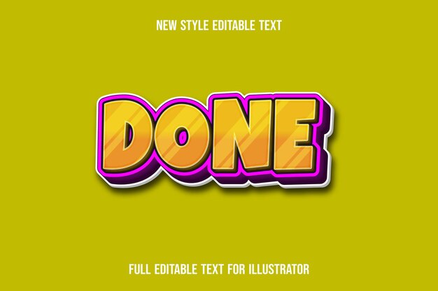 Text effect 3d done color yellow and pink gradient