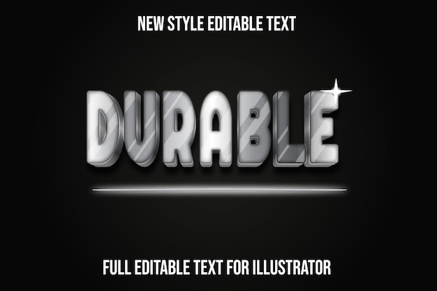 Text effect 3d durable color gray and black gradient