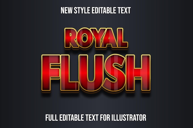 Text effect 3d royal flush color red and gold gradient