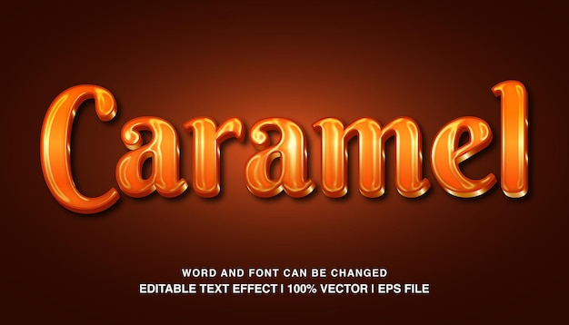 Text effect caramel orange glossy