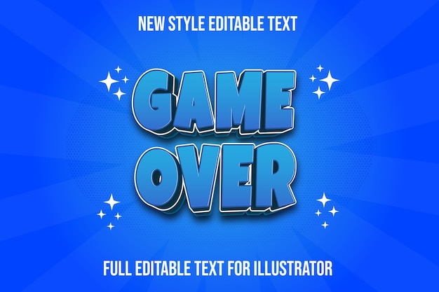 Text effect game over color blue gradient