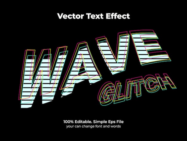 text effect glitch retro wave