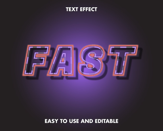 Text Effect - Neon Fast. Editable Font Style.