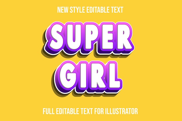Text effect super girl color white and pink gradient