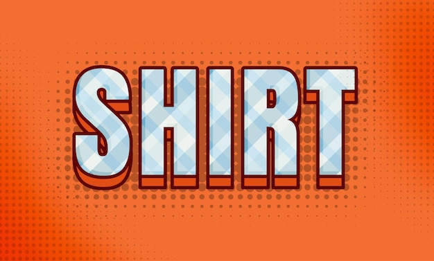 text effect with flannel shirt motif and orange halftone background for thrift store