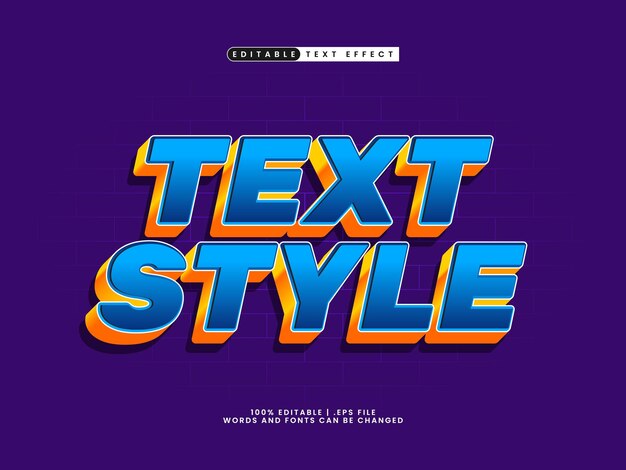 text style 3d editable text effect style