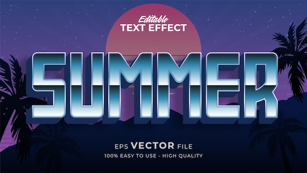 Text style effect. Retro summer text in grunge style