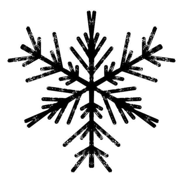 Textured black symmetrical element in linocut style vector element