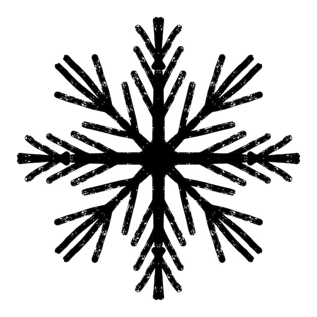 Textured black symmetrical element in linocut style vector element