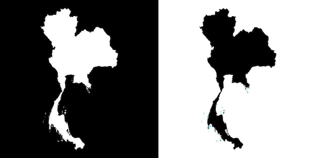 Thailand map silhouette Black and white concept vector illustration