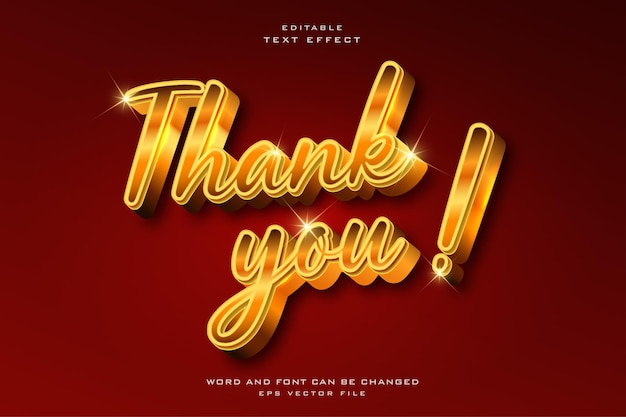 thank you shiny golden style editable text effect
