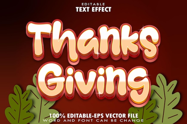 Thanks Giving Editable Text Effect Transform Emboss Gradient Style