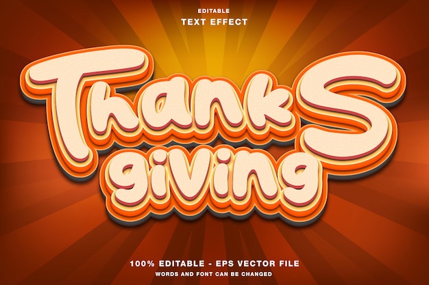 Thanksgiving cartoon Editable Text Effect