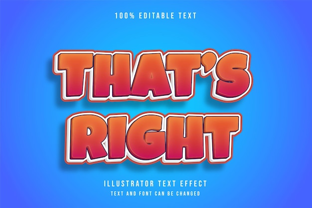 That's right,3d Editable text effect yellow gradation orange cute comic style