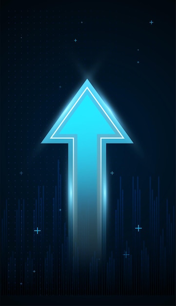 The blue arrow pointing up concept for business growing trading up trend digital arrow blue