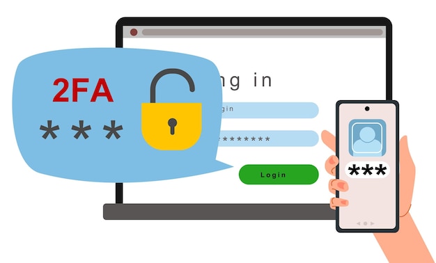 the concept of twofactor authentication security notification of login confirmation with a message t