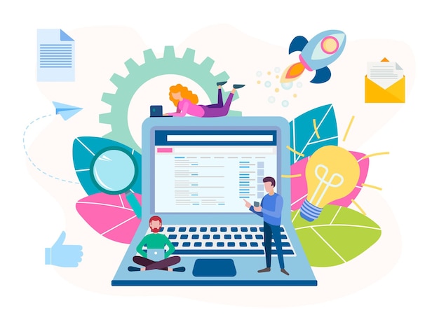 the concept of work with the help of modern technologies generating ideas working online in a team