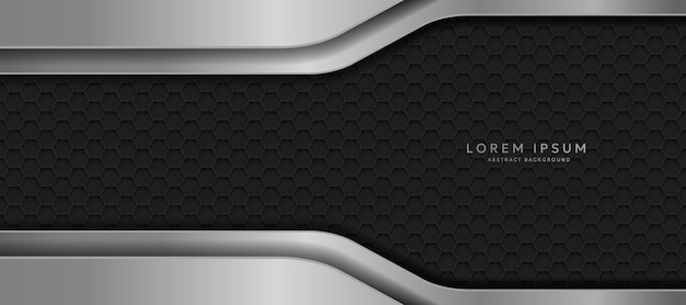 The dark background consists of reflective metallic lines hexagonal metal texture background