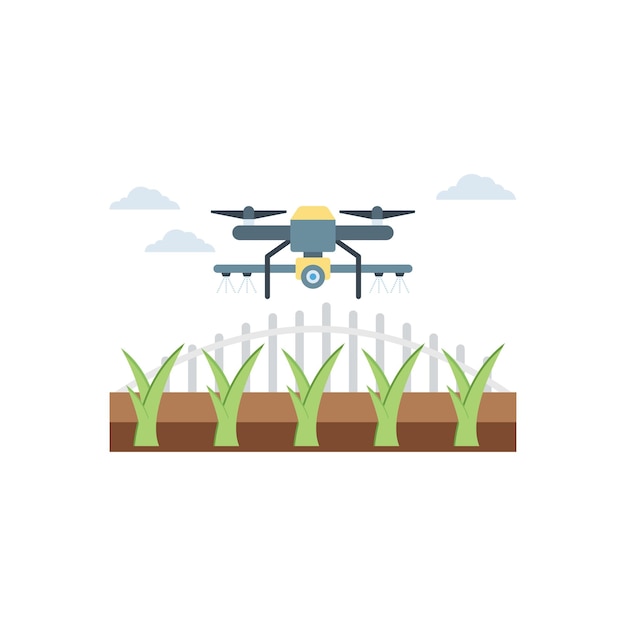 The drone is watering the plants