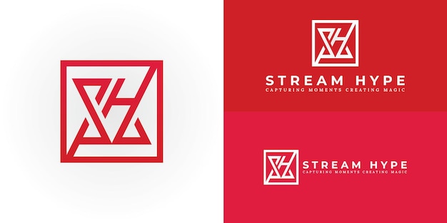 The dynamic and visually striking logo design features the initials SH interwoven in a bold
