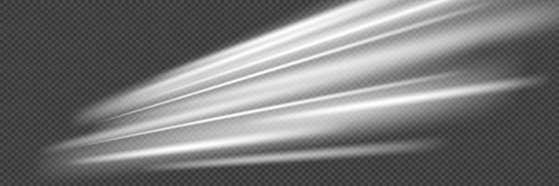The effect of glare and light White beam and flash effect On a transparent background