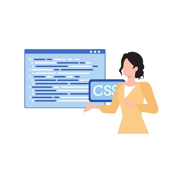 The girl is doing CSS programming