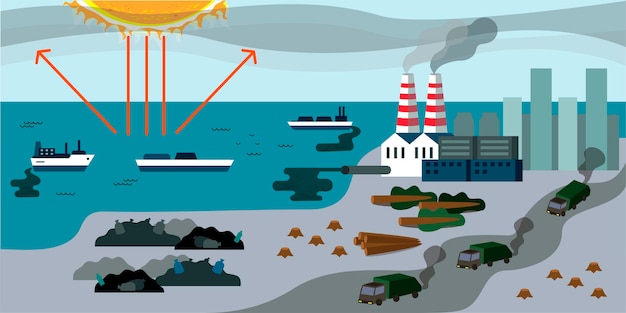 the greenhouse effect accumulation of carbon dioxide methane atmosphere factory emissions
