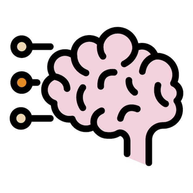 The human brain and footnotes icon Outline the human brain and footnotes vector icon color flat isolated