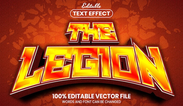 The legion metni, yazı tipi stili düzenlenebilir metin efekti