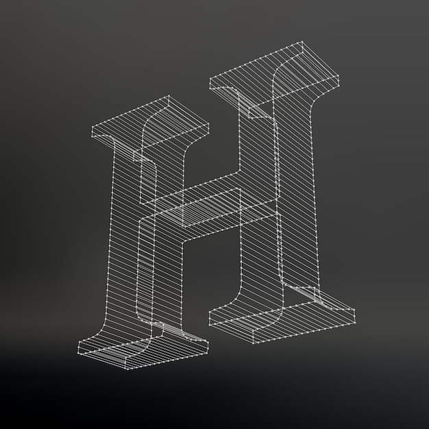 the letter. polygonal letter. low poly model. the three-dimensional mesh. volume mesh character.