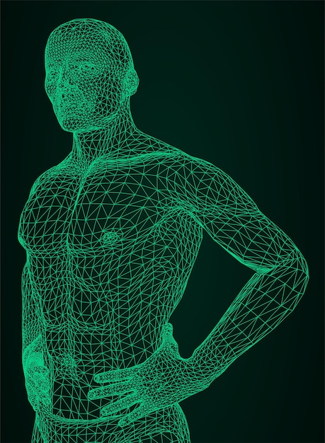 the man is bending his hands on his belt. the person of the athletic constitution expects or is relaxed. vector illustration of a black lines on a white background.
