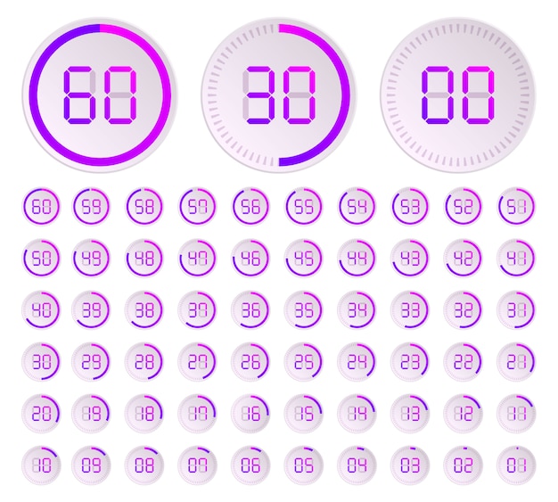The minutes, stopwatch vector icon, digital timer.