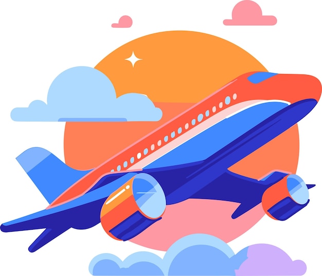 the plane is taking off in UX UI flat style isolated on background