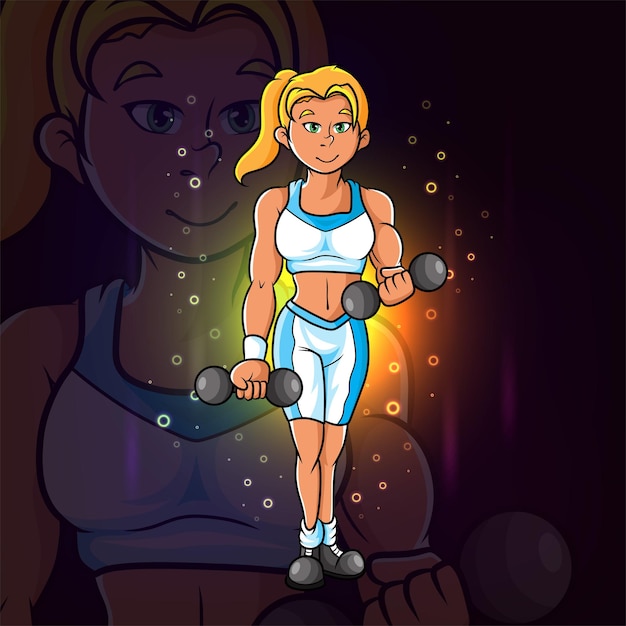 the professional trainer fitness girl of illustration