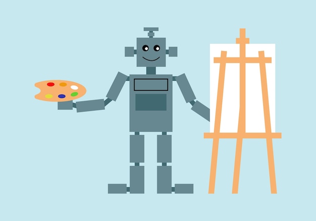 the robot draws a picture vector