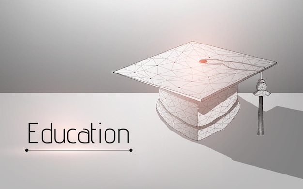 The square graduation cap symbolizes learning with a dark blue background